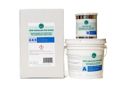 AQUALAB PUR Gloss colored water-based aliphatic polyurethane floor coating.