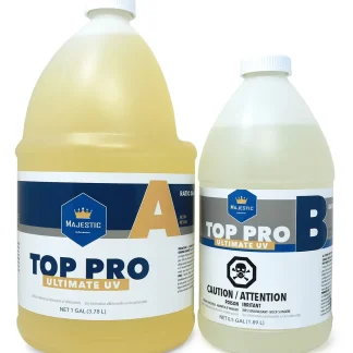 Majestic Top Pro Ultimate UV fast curing non-yellowing polyaspartic clear topcoat for countertops, tables, and epoxy surfaces