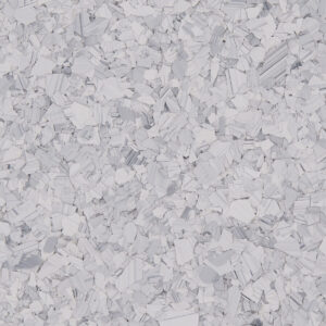 Schist F9307 decorative flake blend with white base and grey variegation for epoxy and resin flooring.