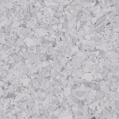 Schist F9307 decorative flake blend with white base and grey variegation for epoxy and resin flooring.