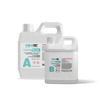 CHEM FLUX clear epoxy resin creating a high-gloss artistic coating finish.